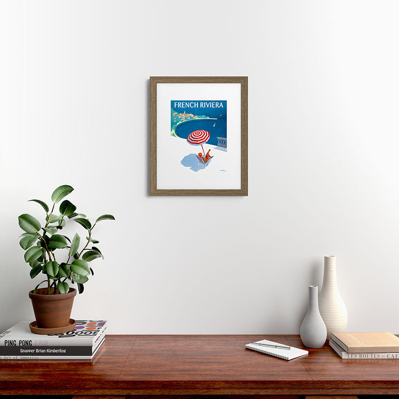 1954 FRENCH RIVIERA Travel Poster Framed Art Print