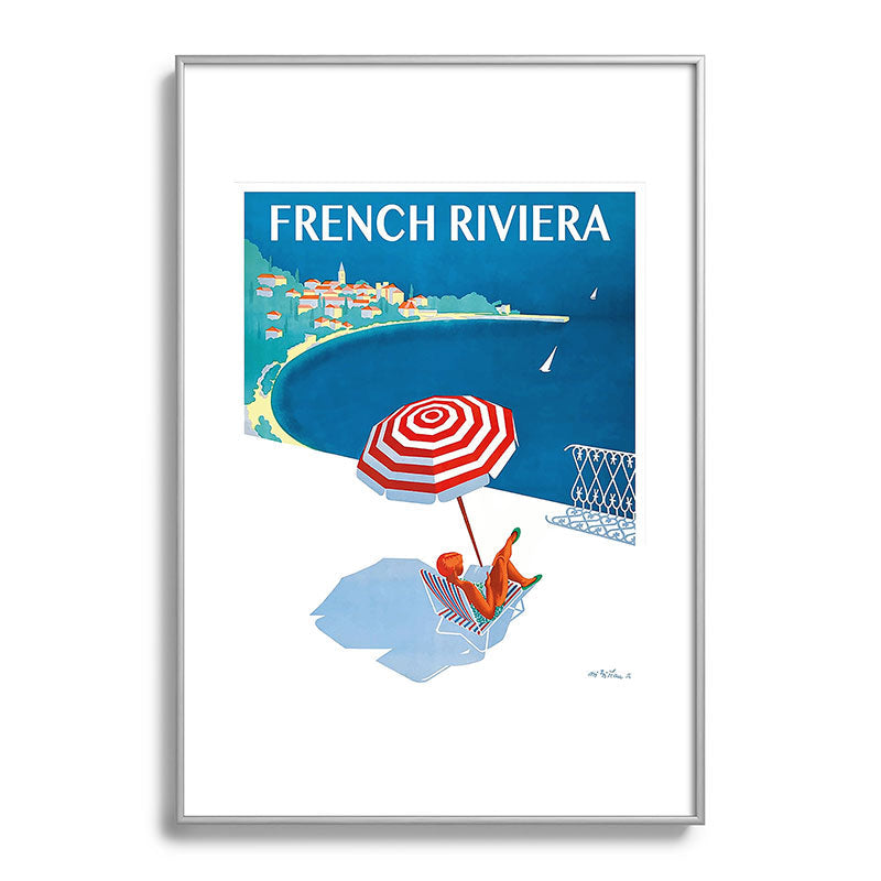 1954 FRENCH RIVIERA Travel Poster Framed Art Print