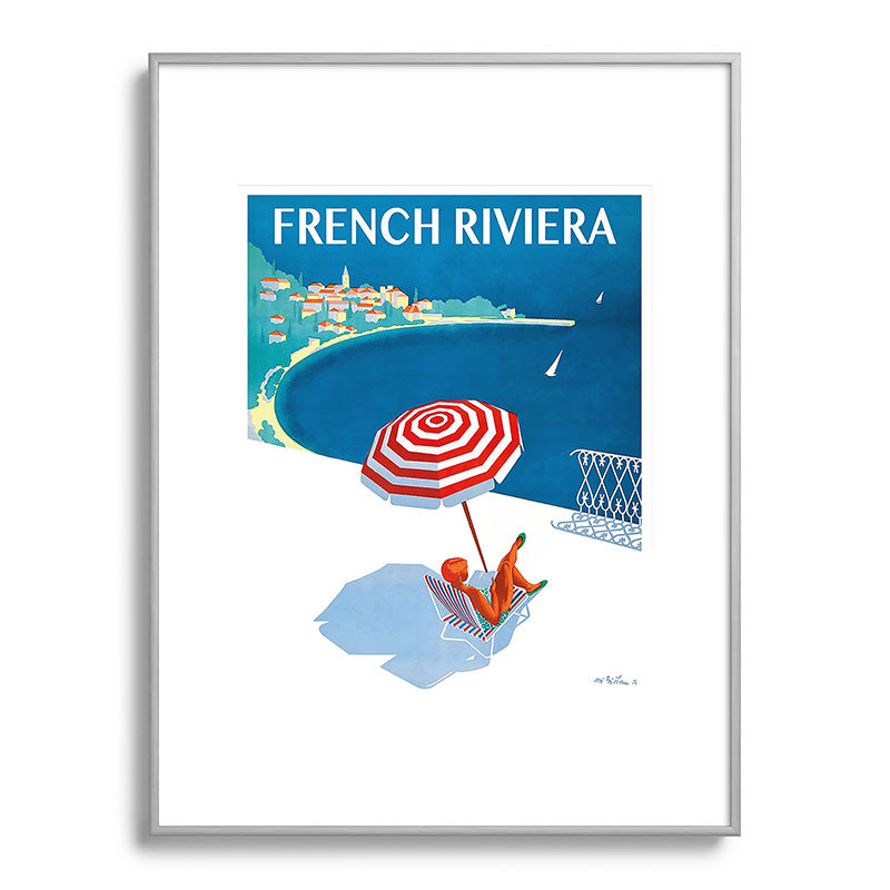 1954 FRENCH RIVIERA Travel Poster Framed Art Print