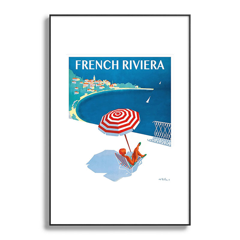 1954 FRENCH RIVIERA Travel Poster Framed Art Print