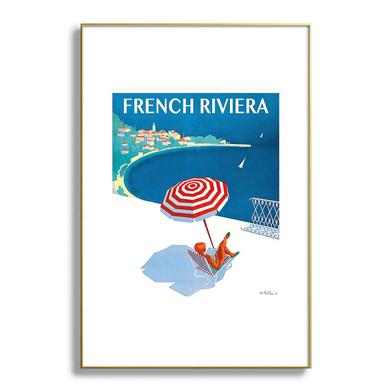 1954 FRENCH RIVIERA Travel Poster Framed Art Print