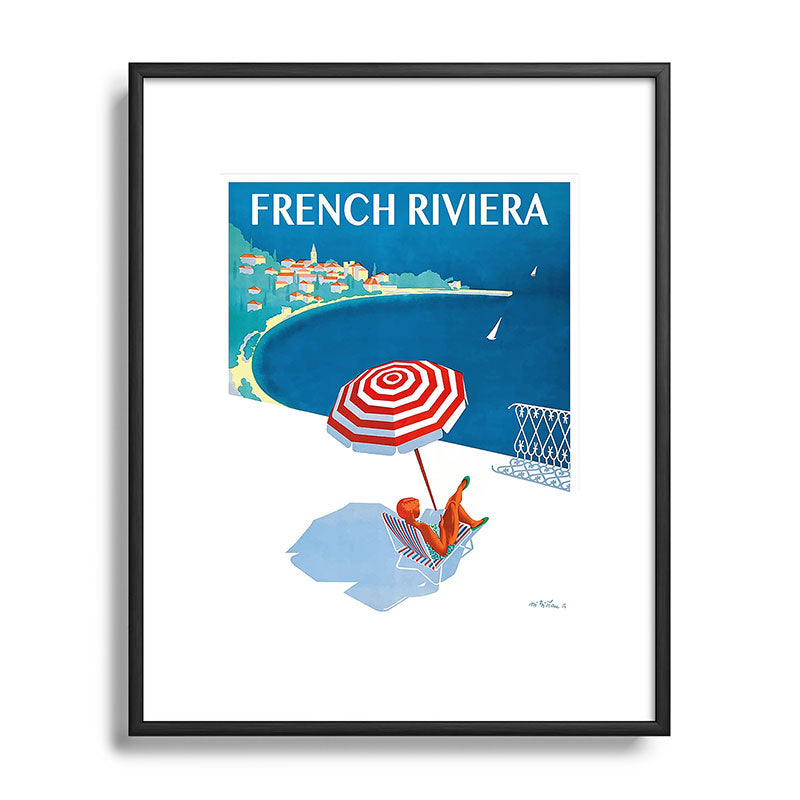 1954 FRENCH RIVIERA Travel Poster Framed Art Print