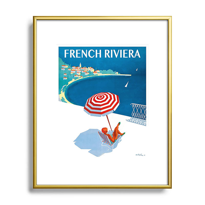 1954 FRENCH RIVIERA Travel Poster Framed Art Print