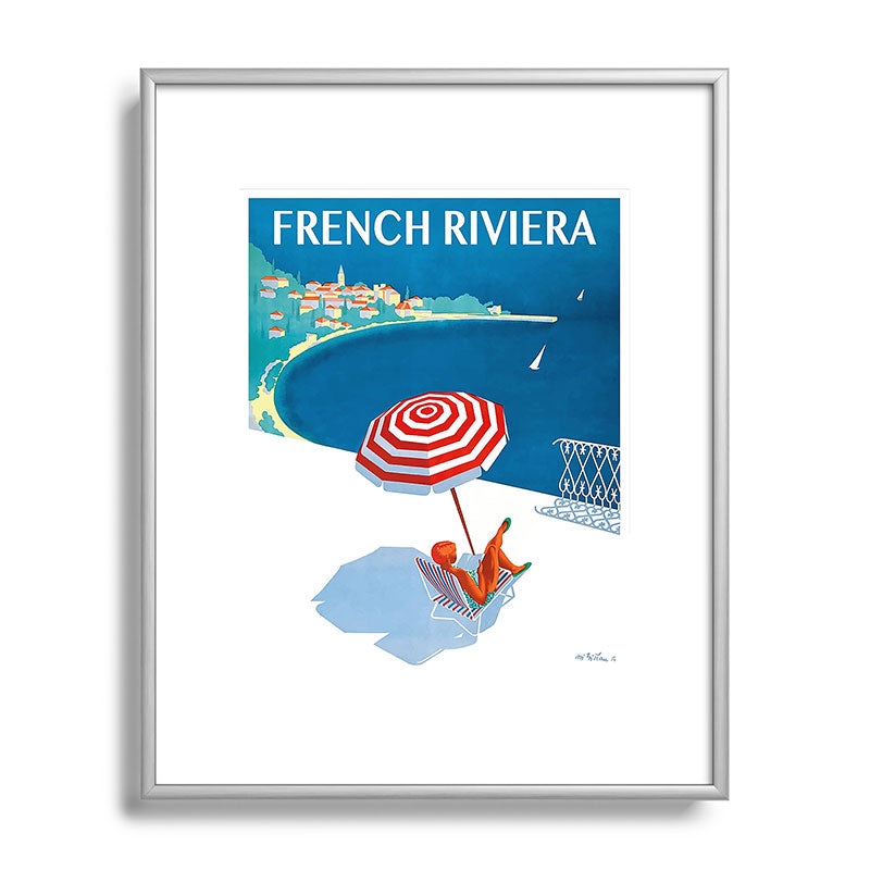 1954 FRENCH RIVIERA Travel Poster Framed Art Print