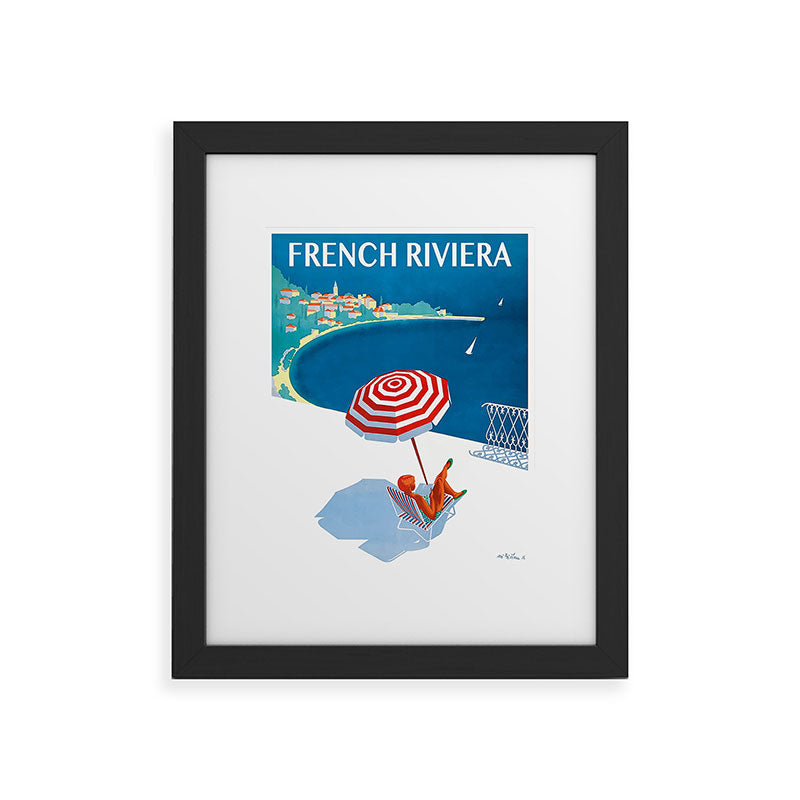 1954 FRENCH RIVIERA Travel Poster Framed Art Print