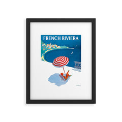 1954 FRENCH RIVIERA Travel Poster Framed Art Print