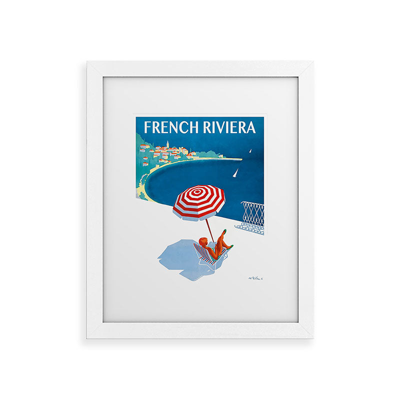 1954 FRENCH RIVIERA Travel Poster Framed Art Print