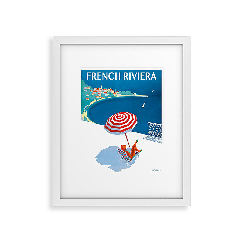 1954 FRENCH RIVIERA Travel Poster Framed Art Print