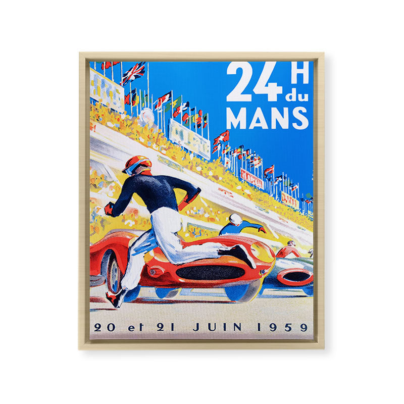 1959 24 Hours of Le Mans Race Poster Framed Canvas Print