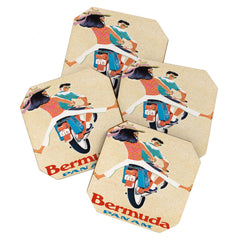 1960 Bermuda Pan American Airlines Travel Poster Coaster