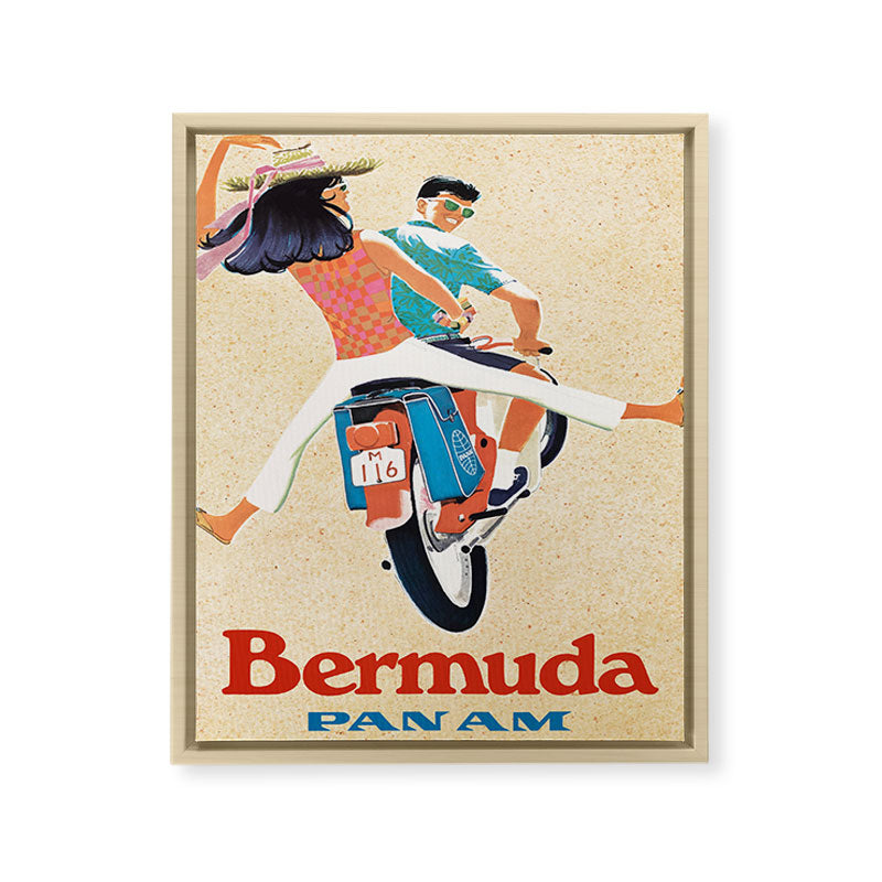 1960 Bermuda Pan American Airlines Travel Poster Framed Canvas Print
