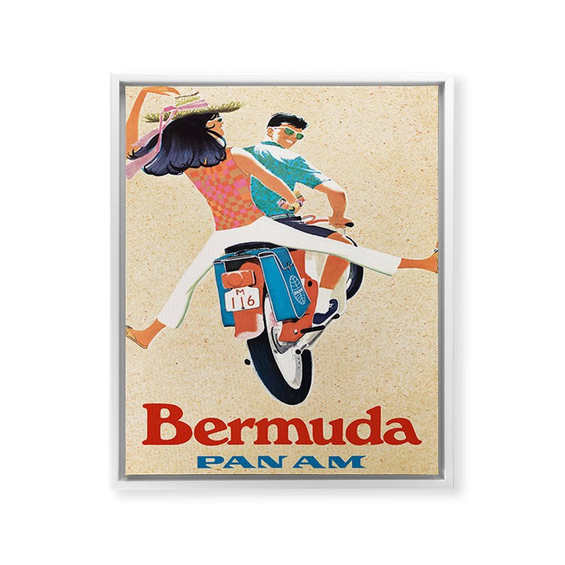 1960 Bermuda Pan American Airlines Travel Poster Framed Canvas Print