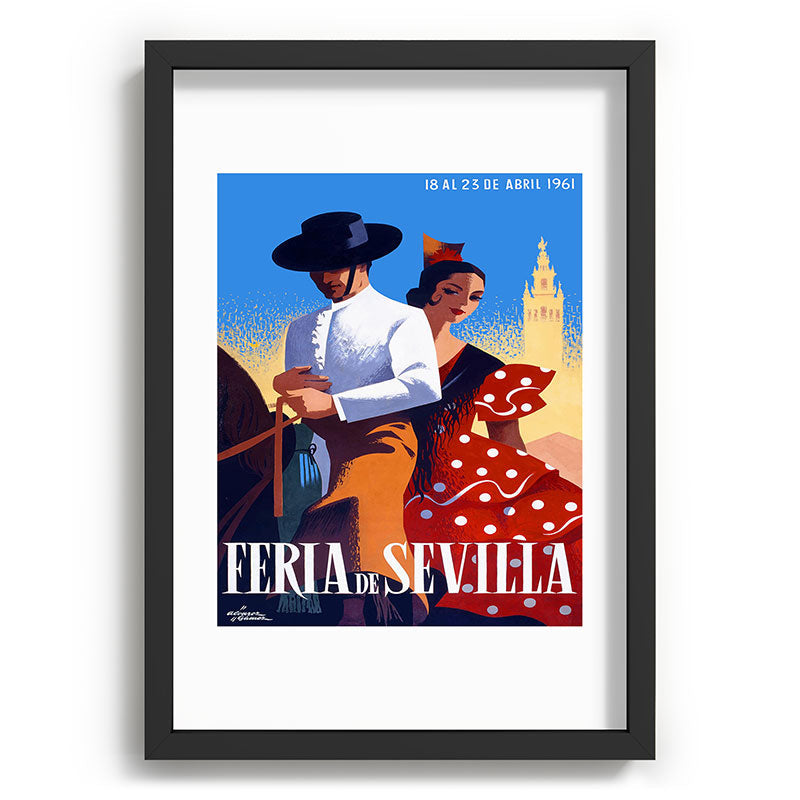 1961 SPAIN Feria De Sevilla Poster Framed Art Print