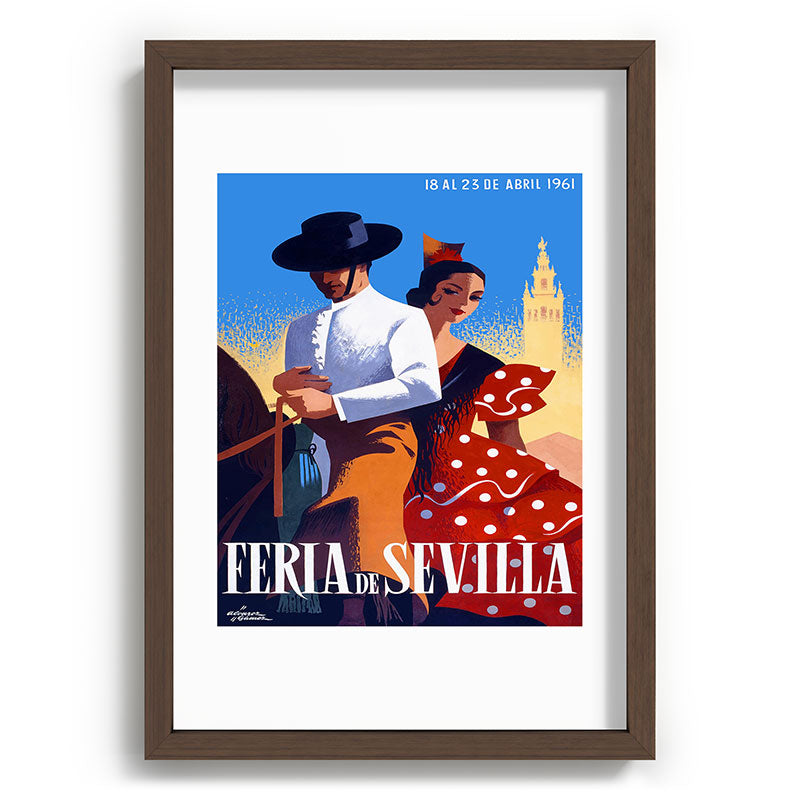 1961 SPAIN Feria De Sevilla Poster Framed Art Print