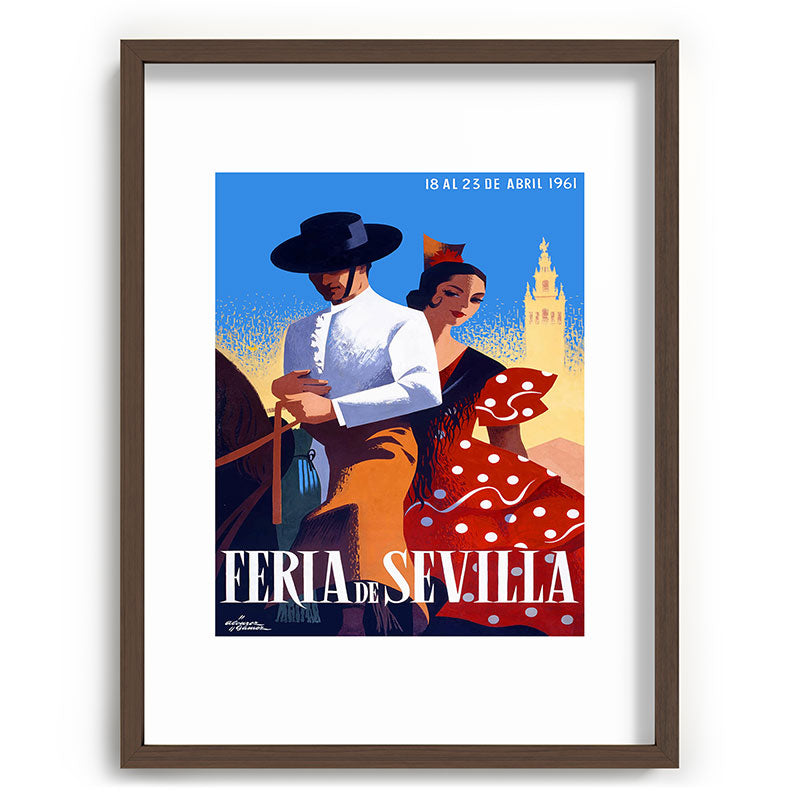 1961 SPAIN Feria De Sevilla Poster Framed Art Print