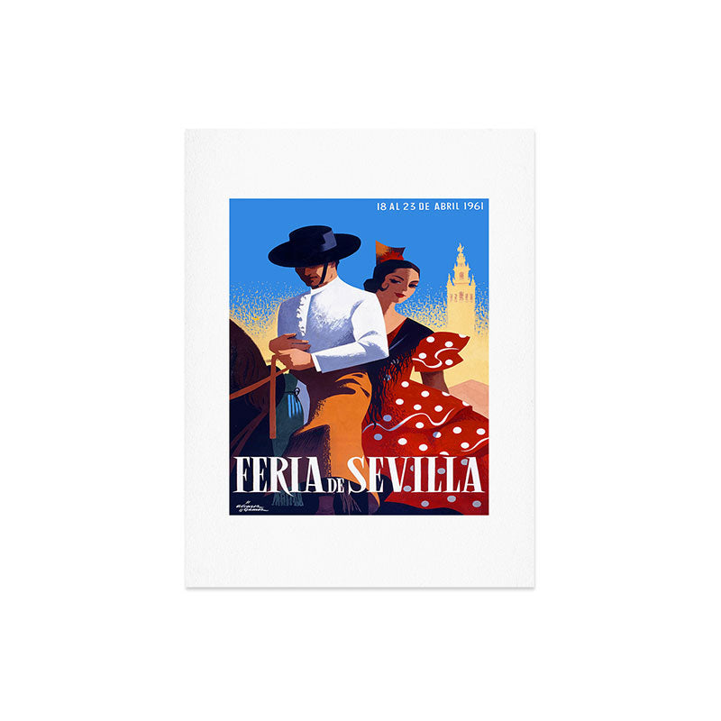 1961 SPAIN Feria De Sevilla Poster Art Print