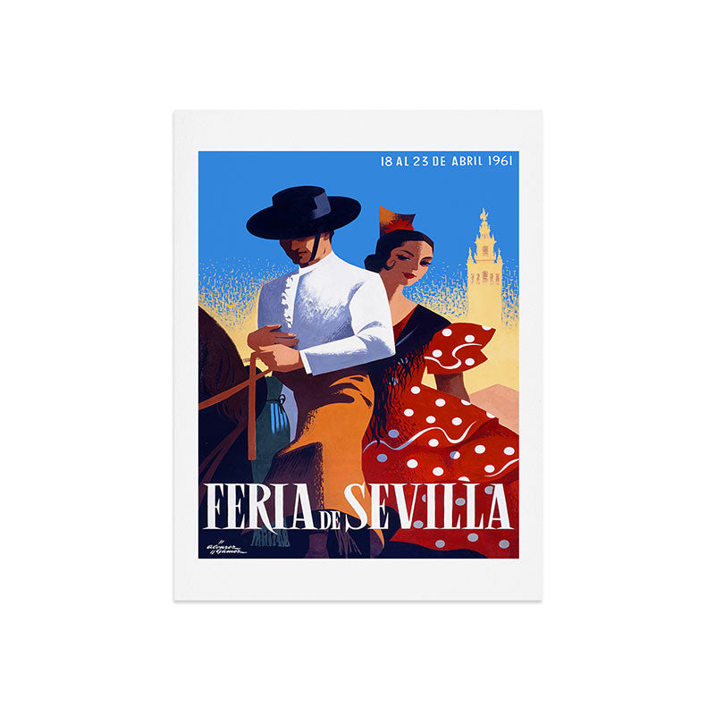1961 SPAIN Feria De Sevilla Poster Art Print