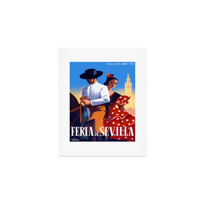 1961 SPAIN Feria De Sevilla Poster Art Print