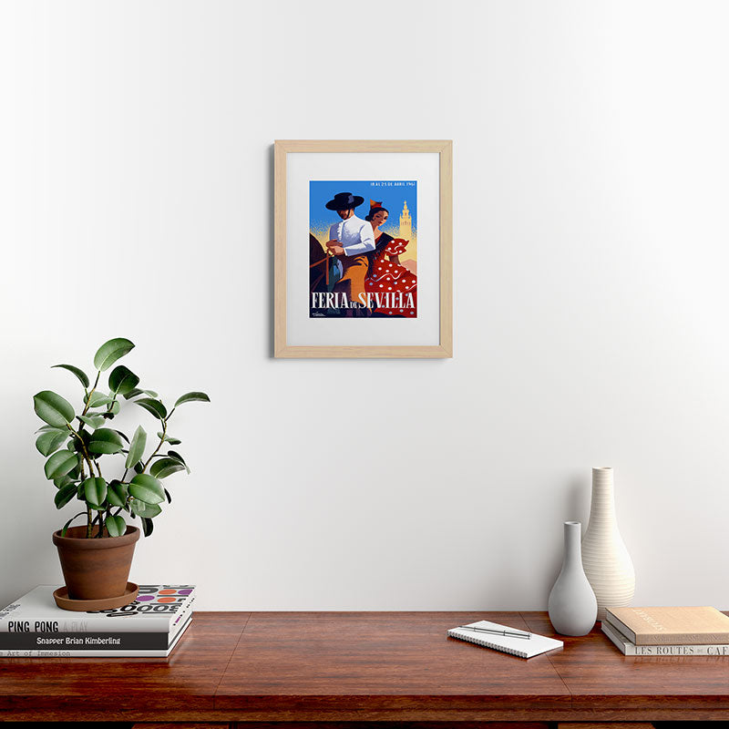 1961 SPAIN Feria De Sevilla Poster Framed Art Print