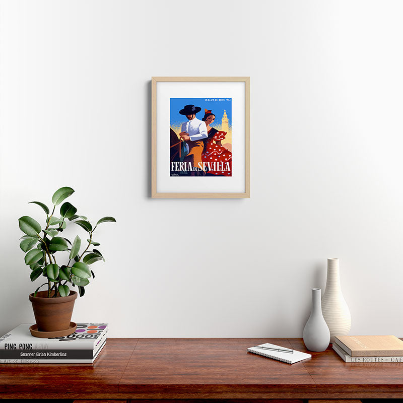 1961 SPAIN Feria De Sevilla Poster Framed Art Print