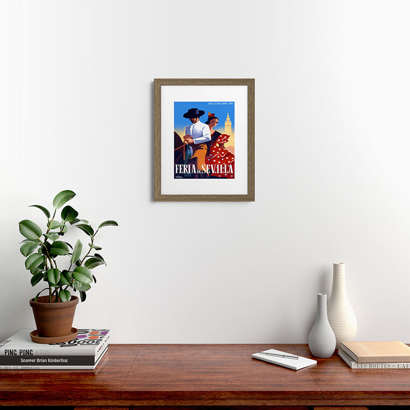 1961 SPAIN Feria De Sevilla Poster Framed Art Print