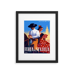 1961 SPAIN Feria De Sevilla Poster Framed Art Print