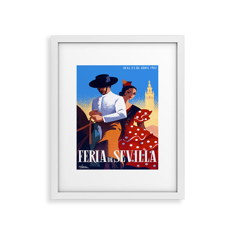 1961 SPAIN Feria De Sevilla Poster Framed Art Print