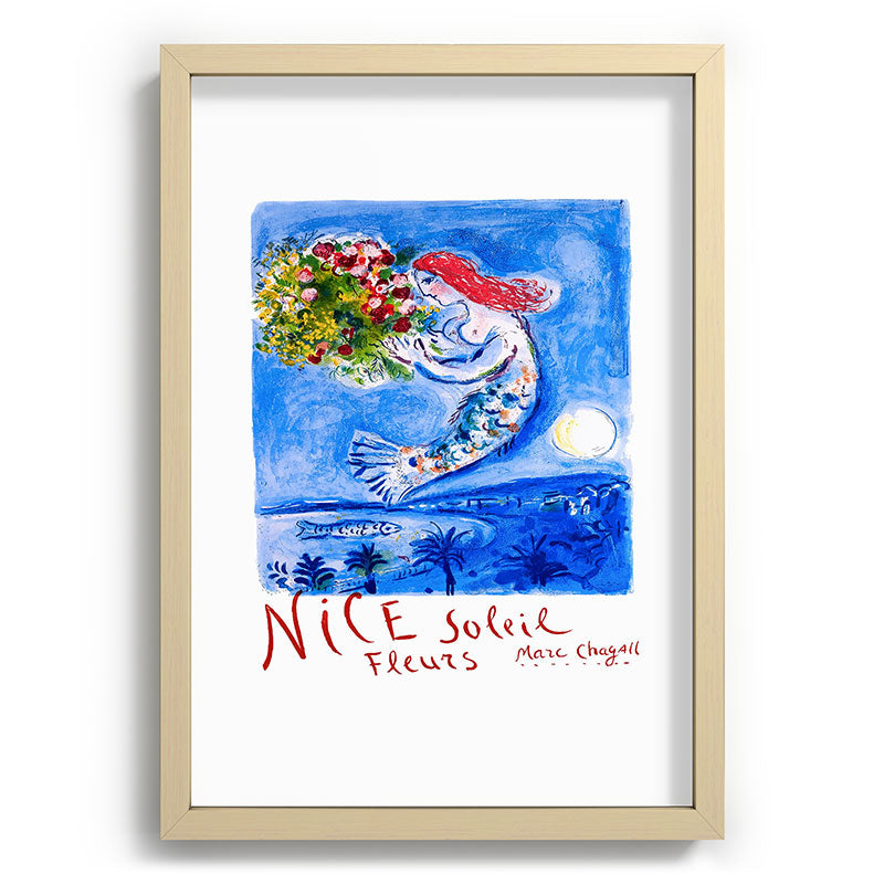 1962 FRANCE Marc Chagall Nice Soleil Fleurs Travel Poster Framed Art Print