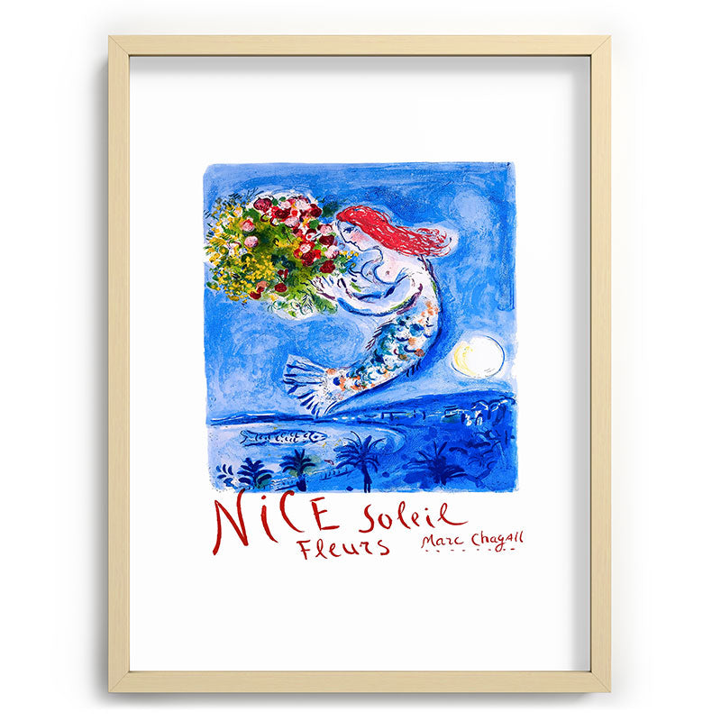 1962 FRANCE Marc Chagall Nice Soleil Fleurs Travel Poster Framed Art Print