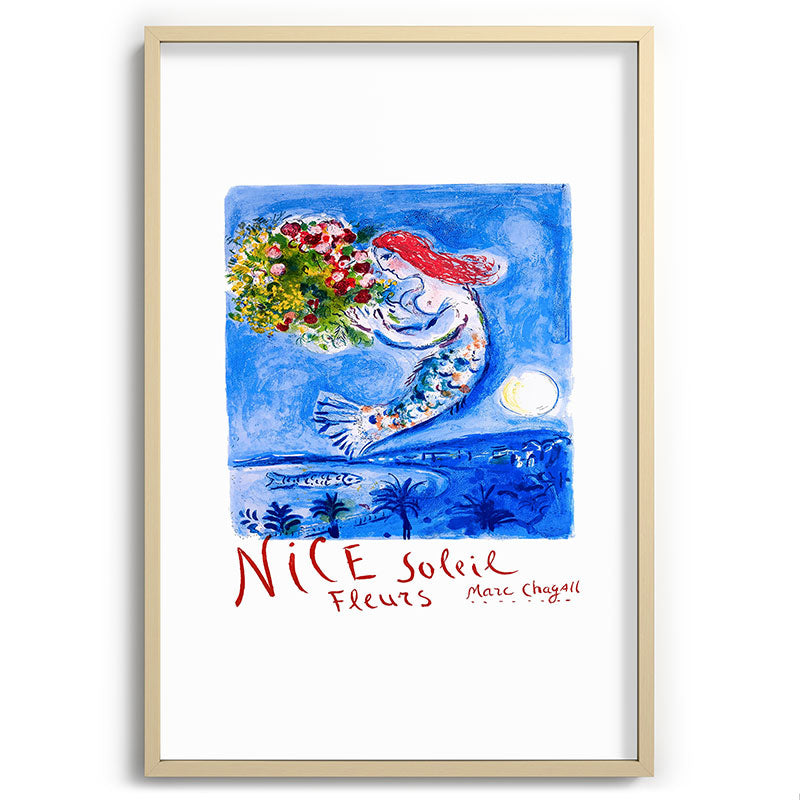 1962 FRANCE Marc Chagall Nice Soleil Fleurs Travel Poster Framed Art Print