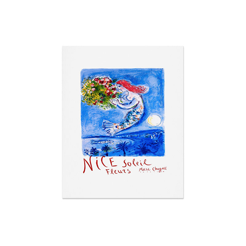 1962 FRANCE Marc Chagall Nice Soleil Fleurs Travel Poster Art Print