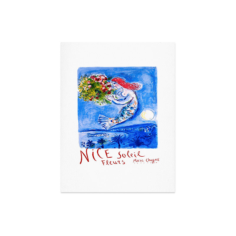 1962 FRANCE Marc Chagall Nice Soleil Fleurs Travel Poster Art Print