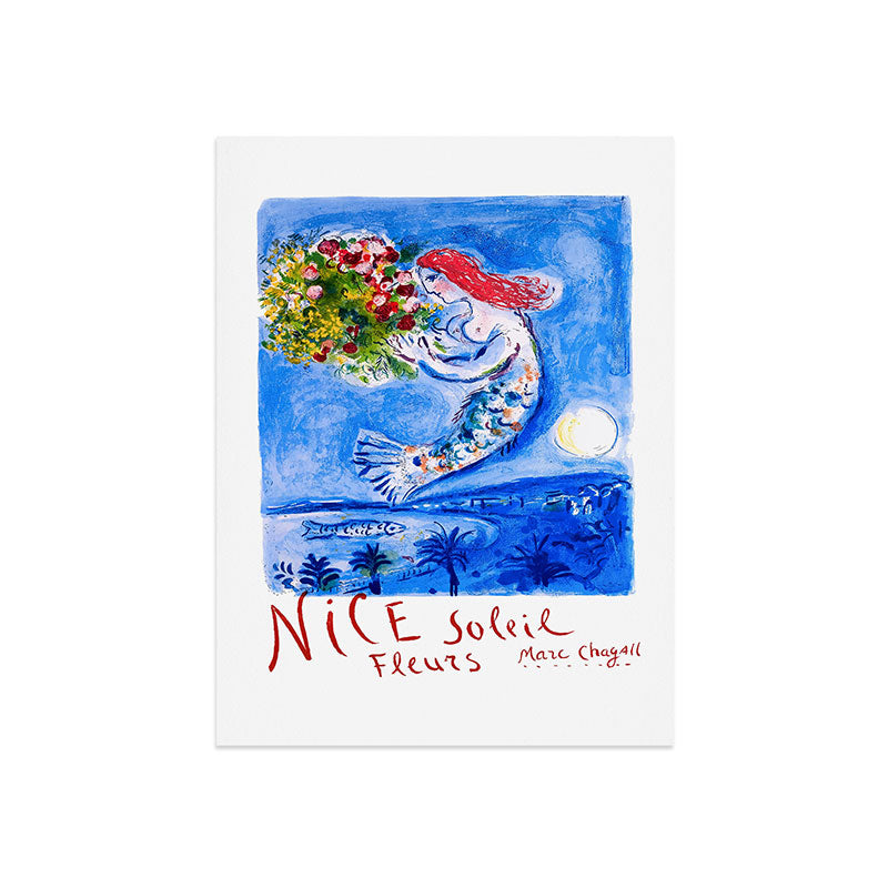 1962 FRANCE Marc Chagall Nice Soleil Fleurs Travel Poster Art Print
