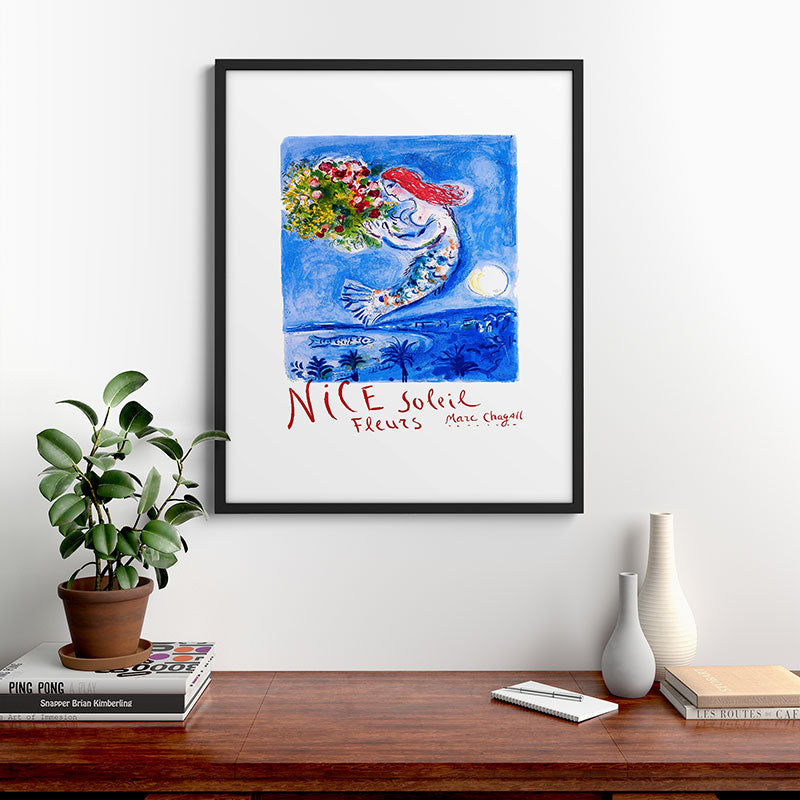 1962 FRANCE Marc Chagall Nice Soleil Fleurs Travel Poster Framed Art Print
