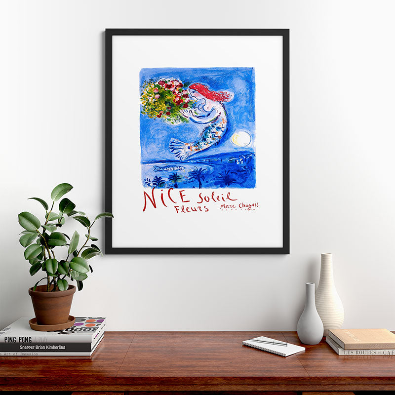 1962 FRANCE Marc Chagall Nice Soleil Fleurs Travel Poster Framed Art Print