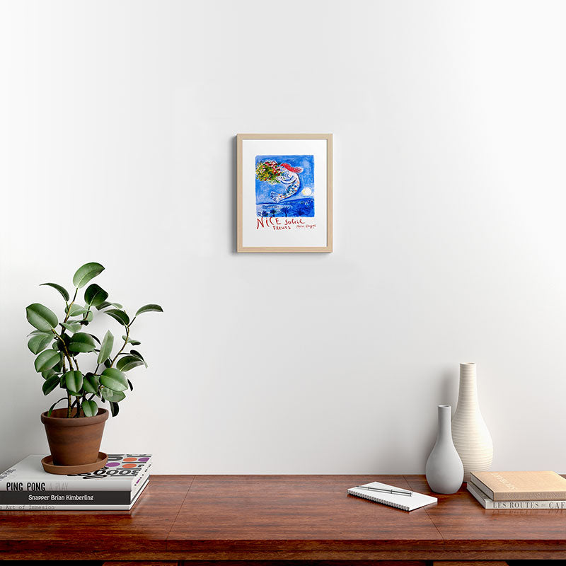 1962 FRANCE Marc Chagall Nice Soleil Fleurs Travel Poster Framed Art Print