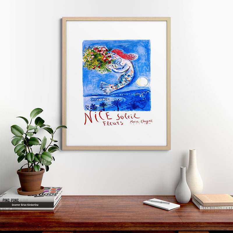 1962 FRANCE Marc Chagall Nice Soleil Fleurs Travel Poster Framed Art Print