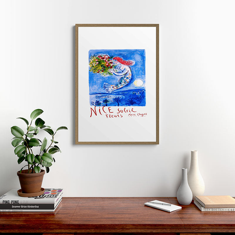 1962 FRANCE Marc Chagall Nice Soleil Fleurs Travel Poster Framed Art Print