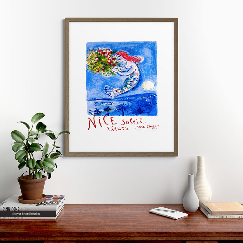 1962 FRANCE Marc Chagall Nice Soleil Fleurs Travel Poster Framed Art Print
