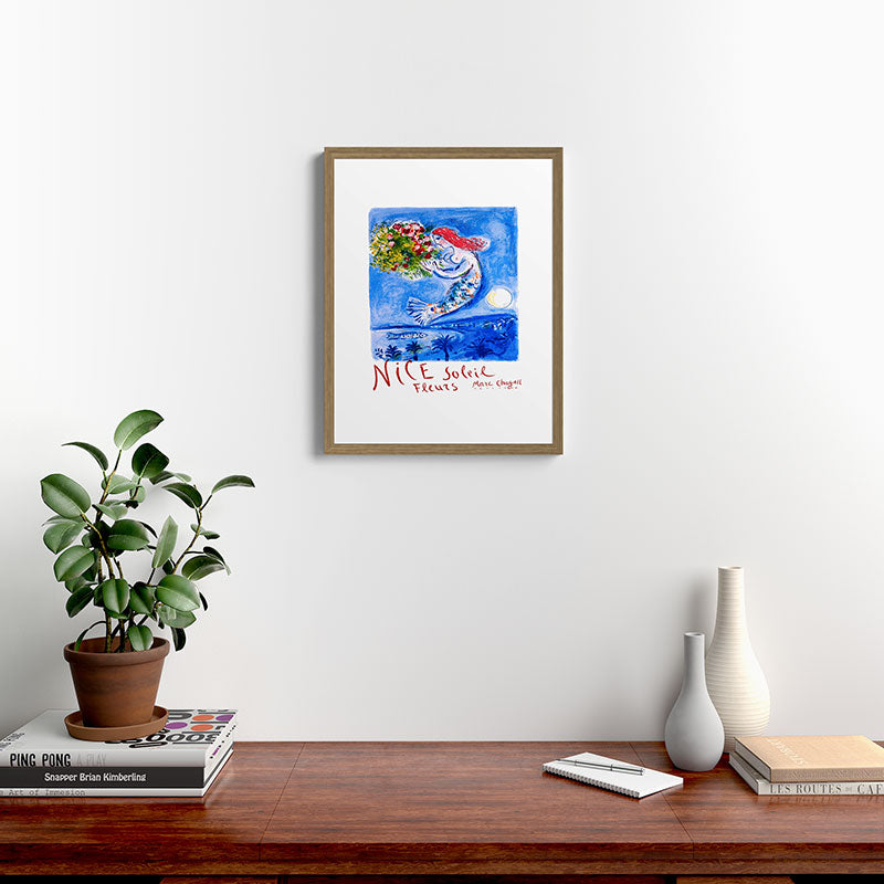 1962 FRANCE Marc Chagall Nice Soleil Fleurs Travel Poster Framed Art Print