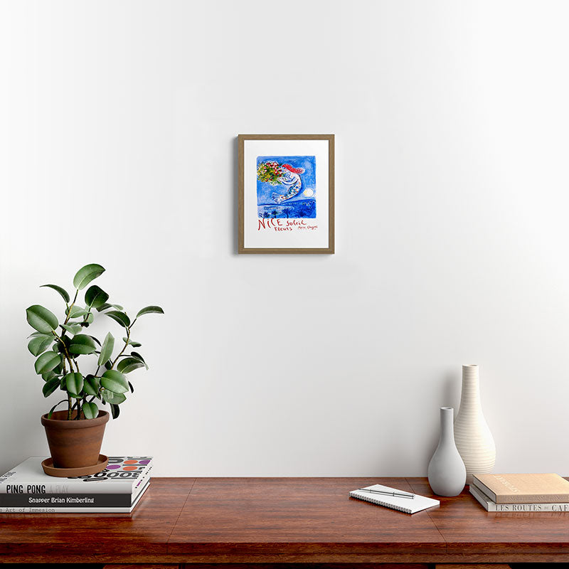 1962 FRANCE Marc Chagall Nice Soleil Fleurs Travel Poster Framed Art Print