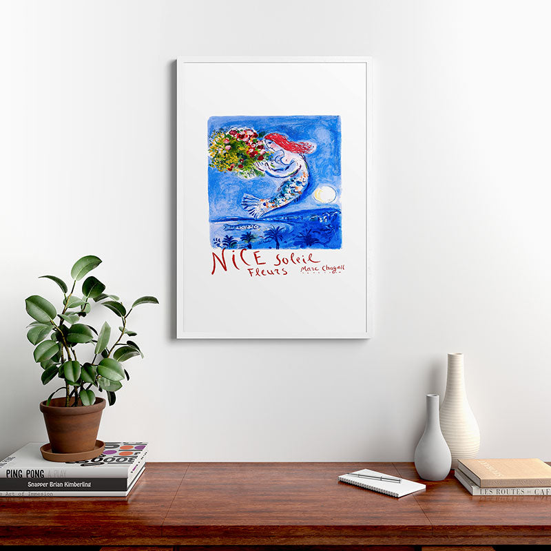 1962 FRANCE Marc Chagall Nice Soleil Fleurs Travel Poster Framed Art Print