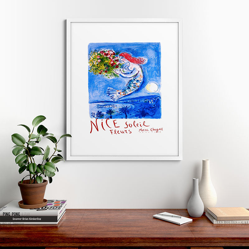 1962 FRANCE Marc Chagall Nice Soleil Fleurs Travel Poster Framed Art Print
