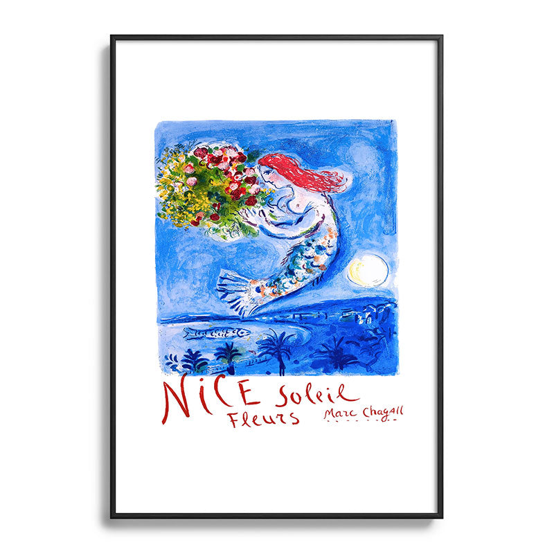 1962 FRANCE Marc Chagall Nice Soleil Fleurs Travel Poster Framed Art Print