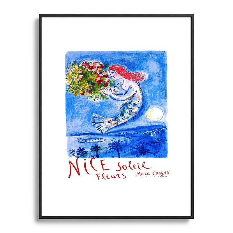 1962 FRANCE Marc Chagall Nice Soleil Fleurs Travel Poster Framed Art Print
