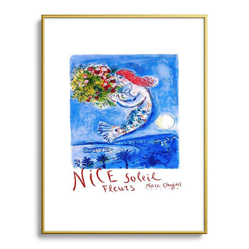 1962 FRANCE Marc Chagall Nice Soleil Fleurs Travel Poster Framed Art Print