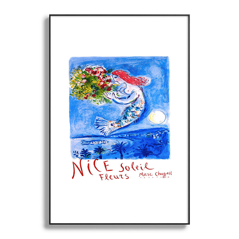 1962 FRANCE Marc Chagall Nice Soleil Fleurs Travel Poster Framed Art Print