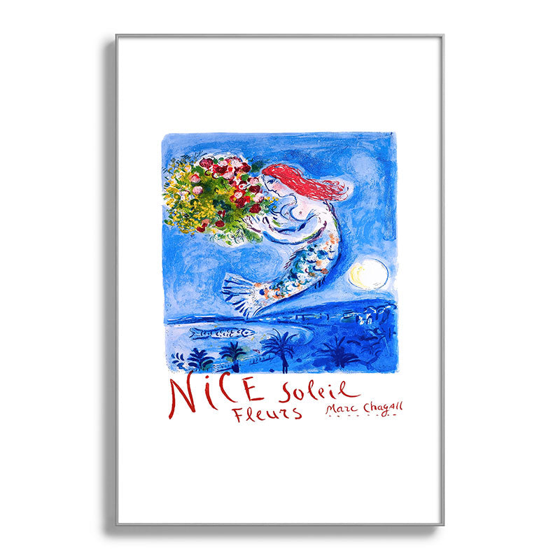 1962 FRANCE Marc Chagall Nice Soleil Fleurs Travel Poster Framed Art Print