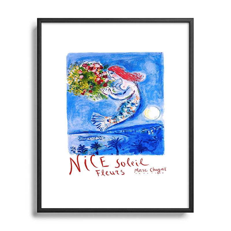 1962 FRANCE Marc Chagall Nice Soleil Fleurs Travel Poster Framed Art Print