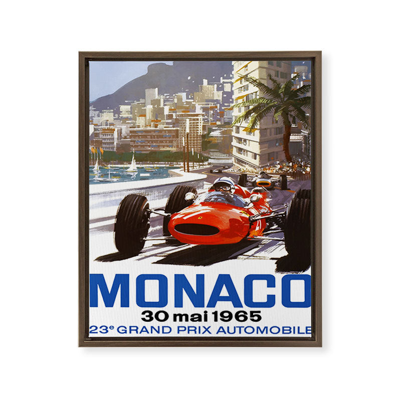 1965 Monaco Grand Prix Racing Poster Framed Canvas Print